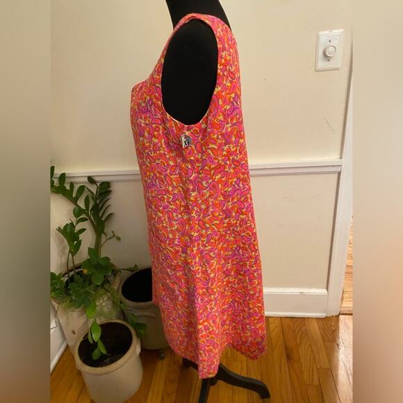 VINTAGE tank shift dress in HAWAII handsewn 70's paisley pink orange purple XL - Picture 2 of 10